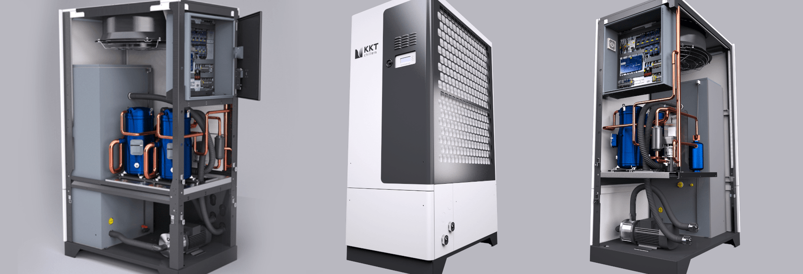 Technische Visualisierung 3D-Visualisierung eines technischen Geräts mit geöffneten Komponenten zur Darstellung innerer Baugruppen