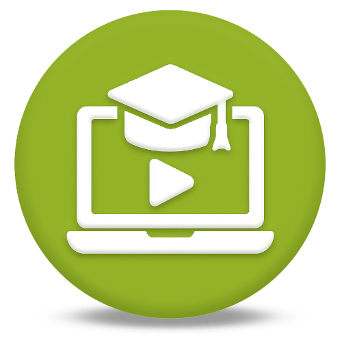 Icon E-Learning mit Laptop und Abschlussmütze