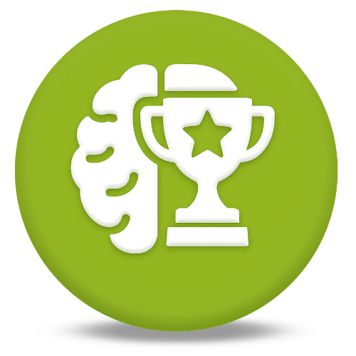 Icon Gamification mit Pokal und KI-Symbol