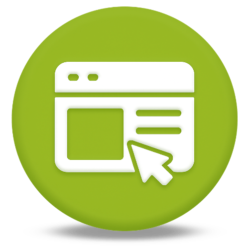 Icon Webdesign mit Browserfenster und Mauszeiger