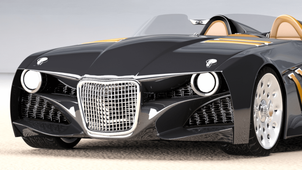 Fotorealistisches 3D-Rendering eines Sportwagens für Produktvisualisierung