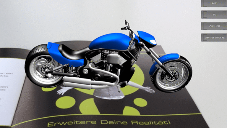Interaktive AR-Broschüre mit einem 3D-Motorbike
