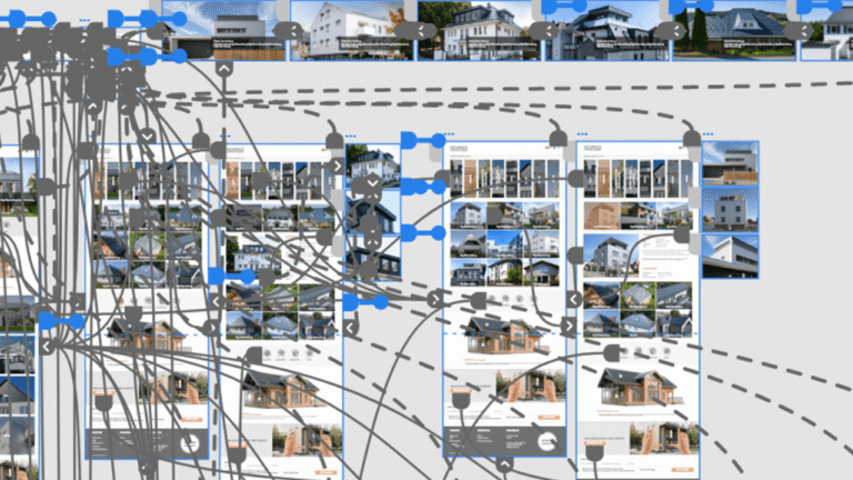XD-Prototyp einer Website mit komplexer Seitenlogik und Interaktionen