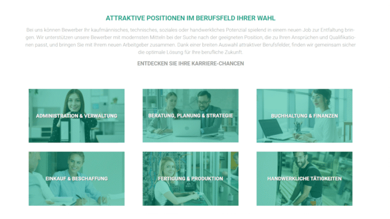Webdesign für eine Recruiting-Seite mit klarer Struktur, Bildkonzept und responsivem Layout.