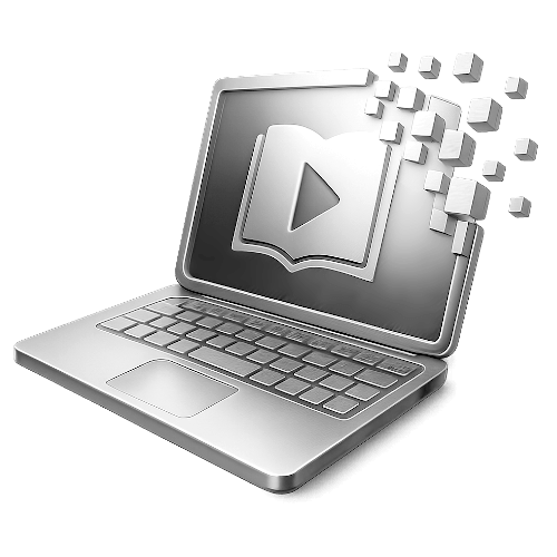 e-learning-wiensar Icon für E-Learning-Tools mit Laptop und digitalem Interface